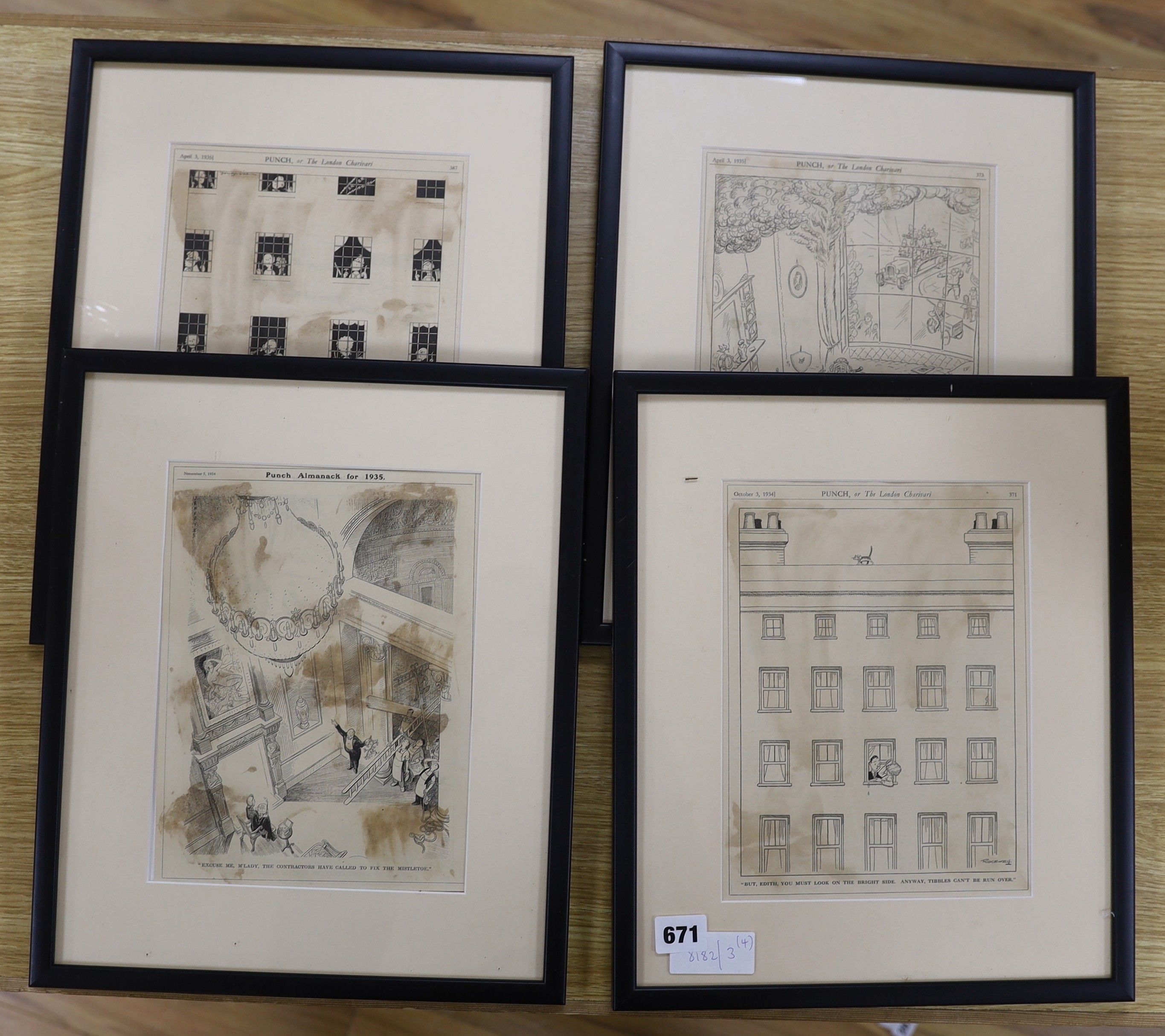 Four William Ridgewell for Punch printed cartoons c.1935, 25 x 19cm